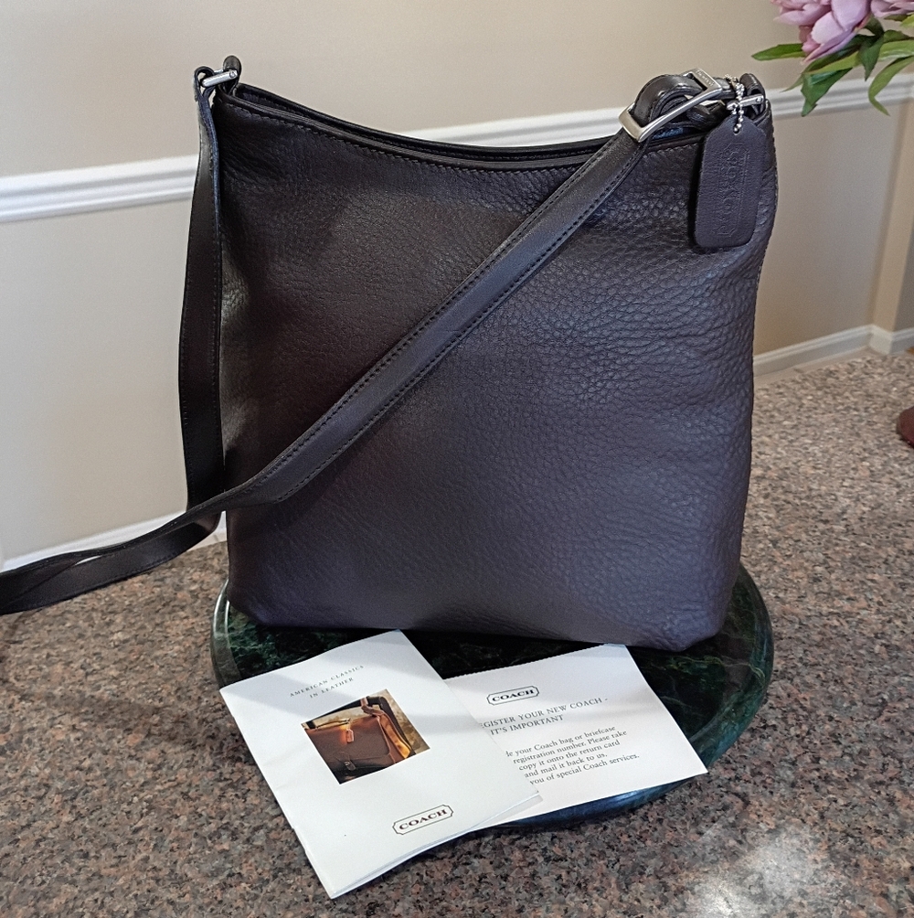 Coach Hudso Brown Pebble Leather Bucket  Shoulder Or Cross body Bag - Picture 11 of 17